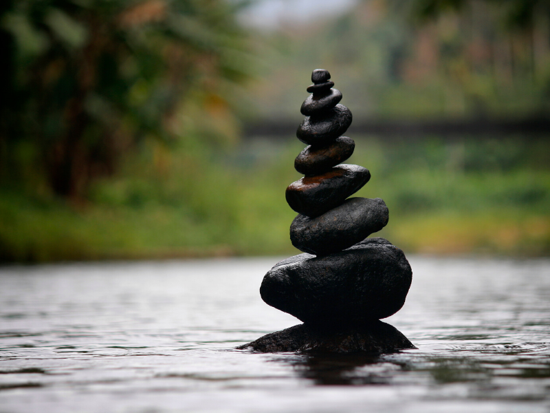 Stones stacked on water