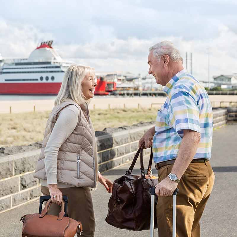 Couple with hearing aids going on cruise ship
